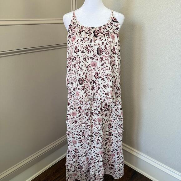 LOFT Lined Floral Silver Flecked Tiered Maxi Skirt and Sleeveless Top Size SP - Picture 1 of 12